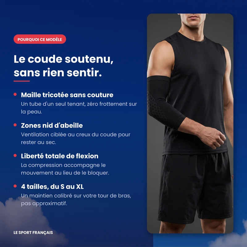 Manchon de Coude Compression Tricot Respirant - Noir