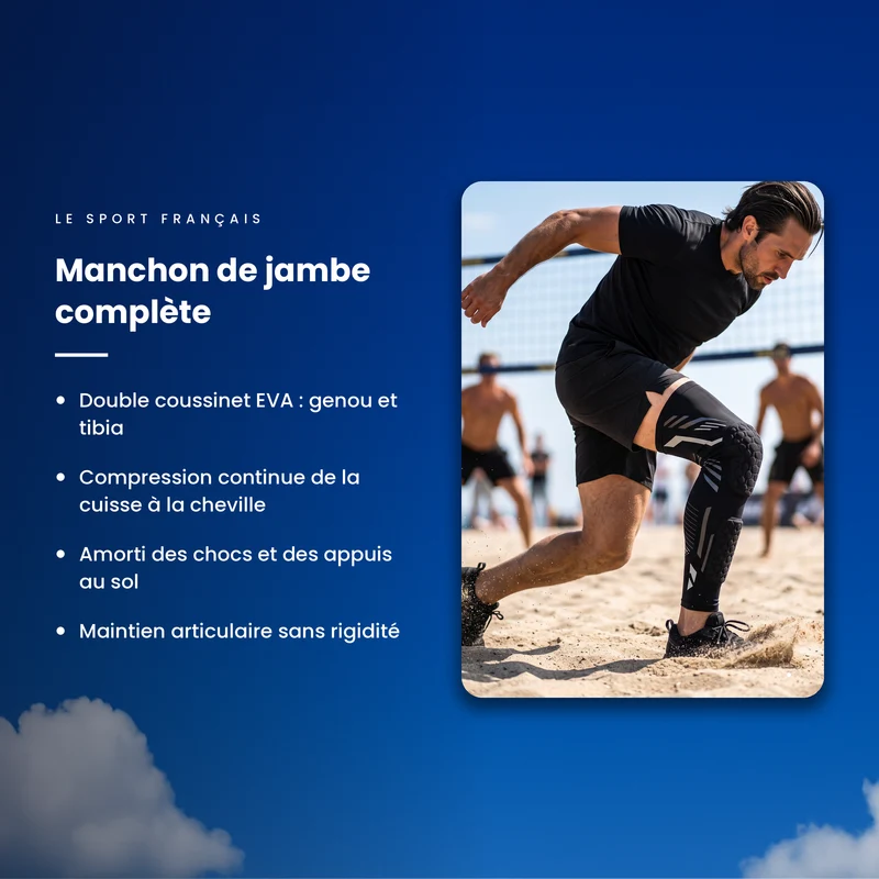 Manchon de Compression Jambe Complète avec Double Coussinet EVA