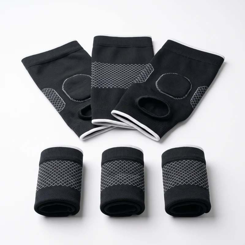 Manchon de Compression Cheville & Pied - Bout Ouvert - Noir - Lot de 3 Paires