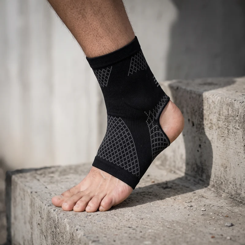 Manchon de Compression Cheville & Pied - Bout Ouvert - Noir - Lot de 3 Paires