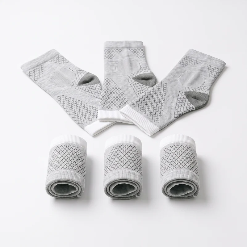 Manchon de Compression Cheville & Pied - Bout Ouvert - Blanc - Lot de 3 Paires