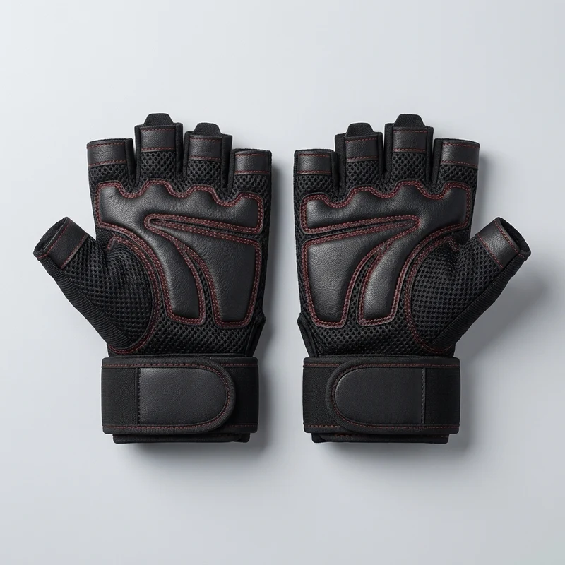 Gants de Musculation Mi-Doigts avec Maintien Poignet
