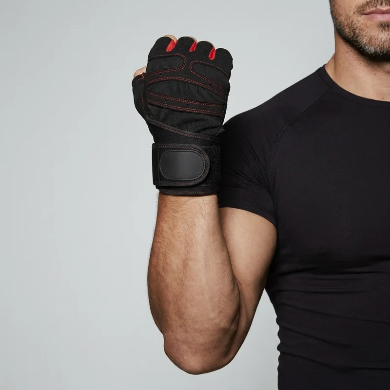 Gants de Musculation Mi-Doigts avec Maintien Poignet