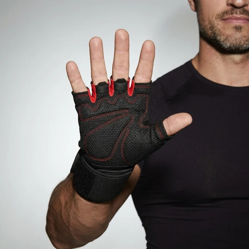 Gants de Musculation Mi-Doigts avec Maintien Poignet