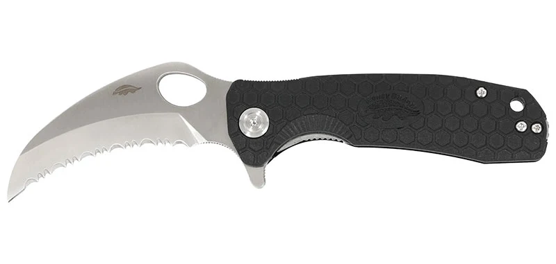 Karambit Honey Badger Medium Claw dentelé acier 8Cr13MoV lame 76 mm