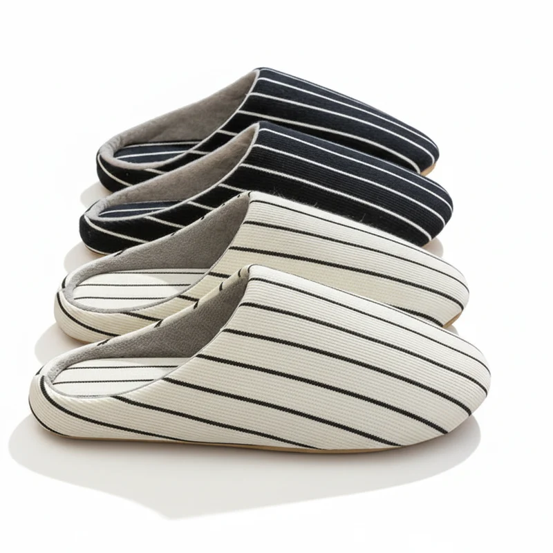 Chaussons femme été coton rayé