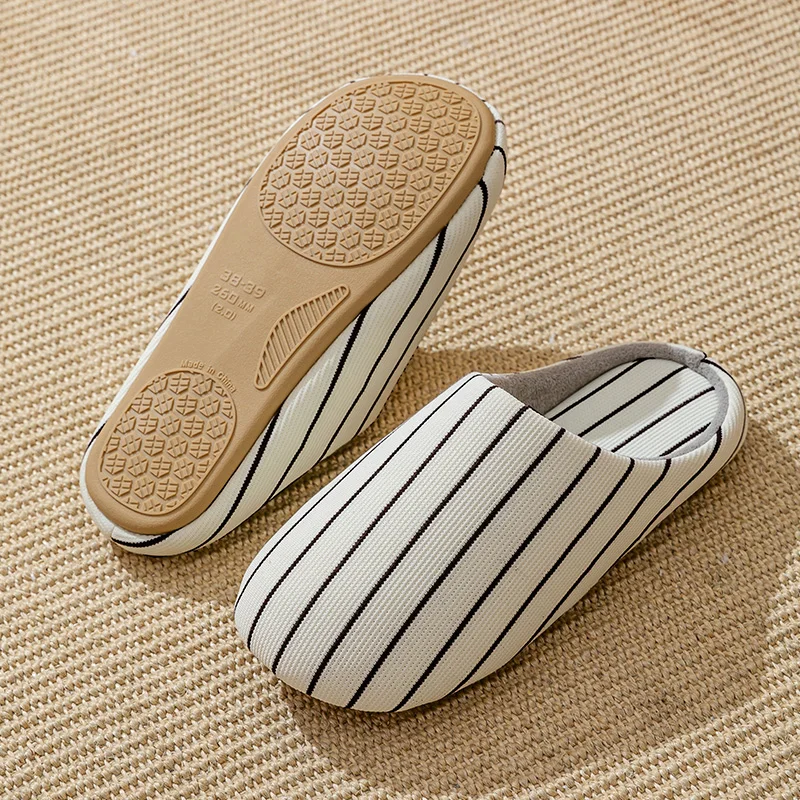 Chaussons femme été coton rayé