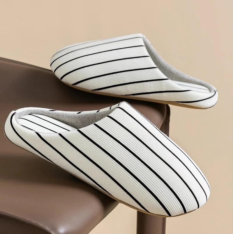 Chaussons femme été coton rayé