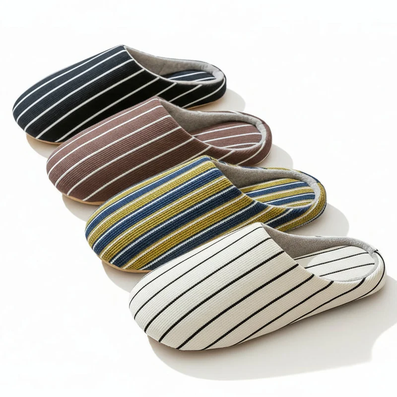Chaussons femme été coton rayé