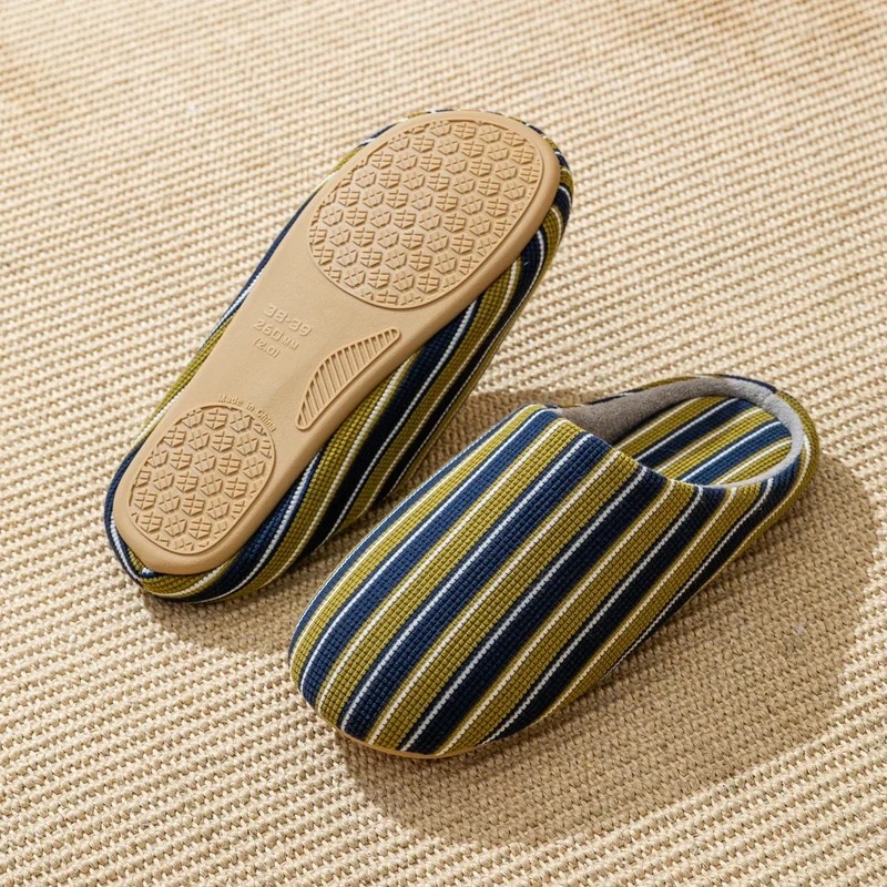 Chaussons femme été coton rayé
