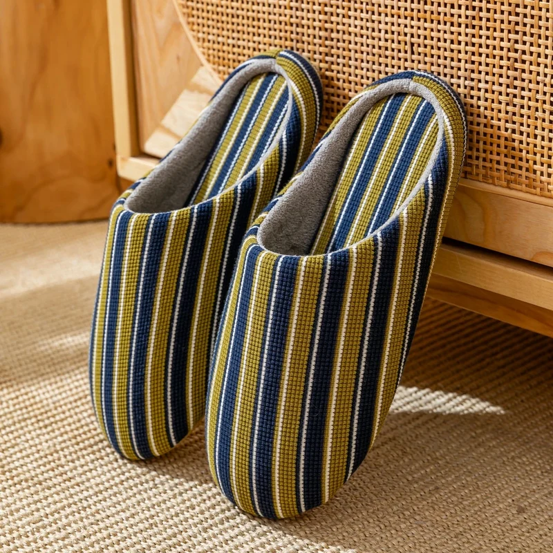 Chaussons femme été coton rayé