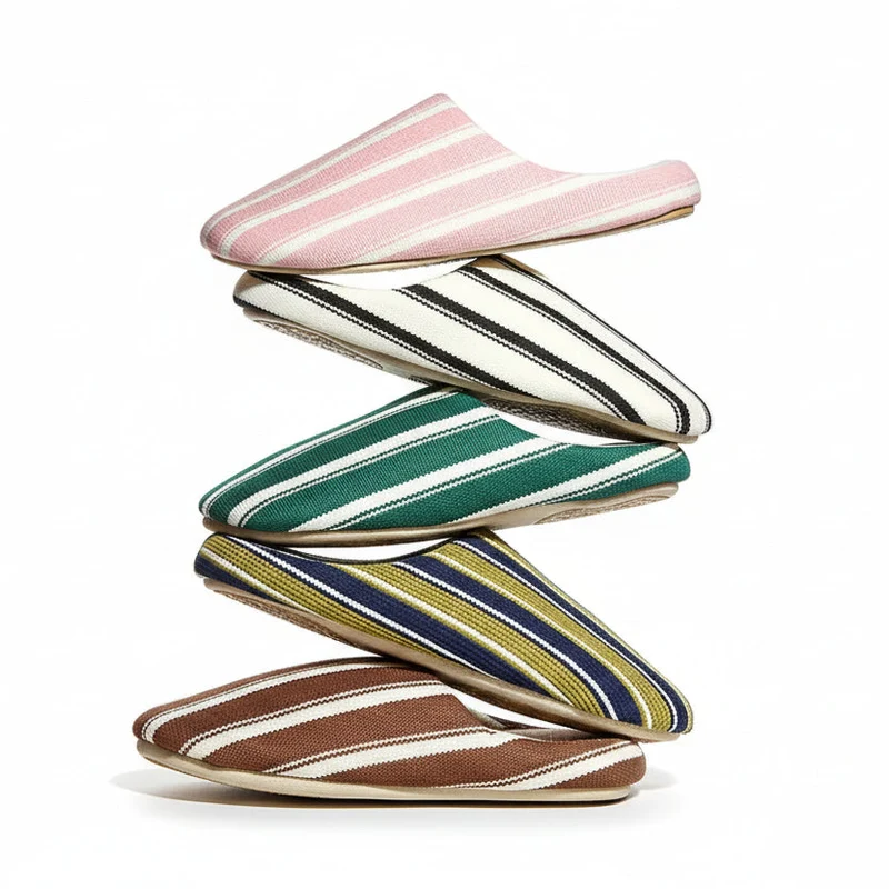 Chaussons femme été à rayures colorées