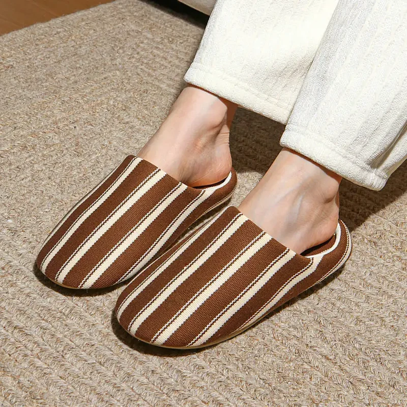 Chaussons femme été à rayures colorées