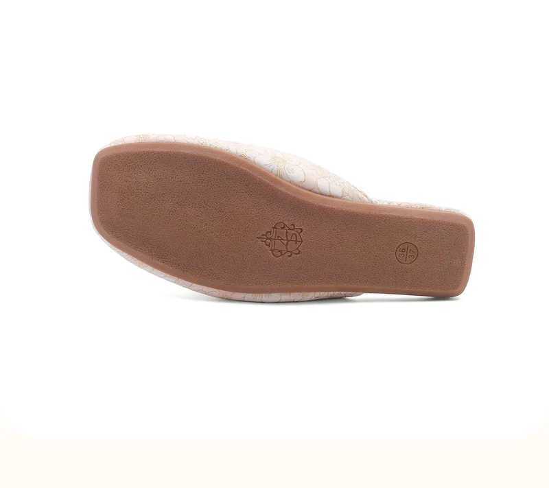 Chaussons femme mules fleuries