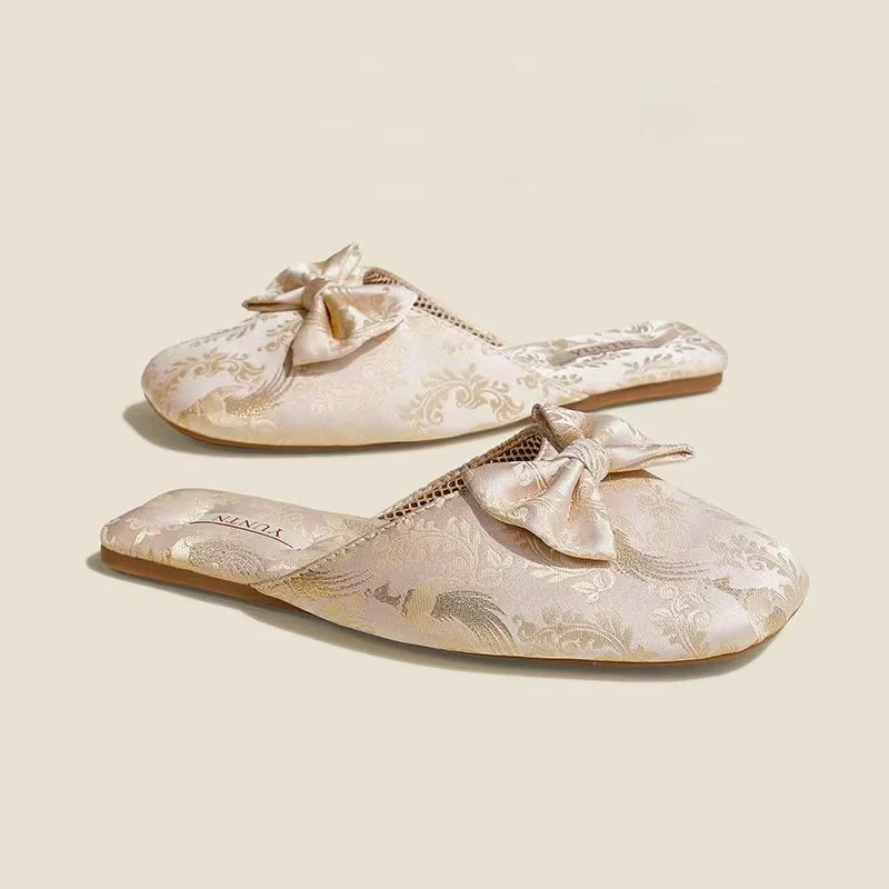 Chaussons femme mules à noeud