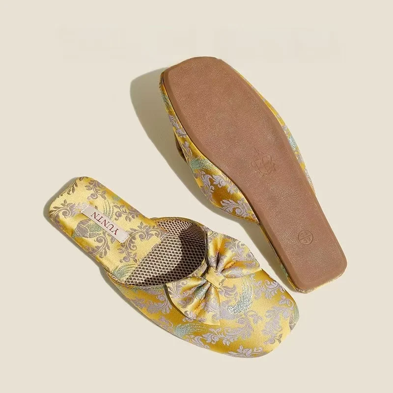 Chaussons femme mules à noeud