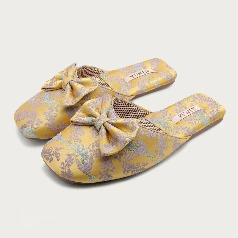 Chaussons femme mules à noeud