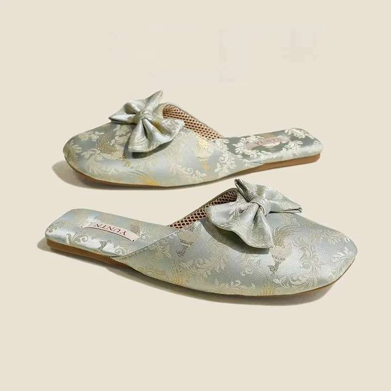 Chaussons femme mules à noeud