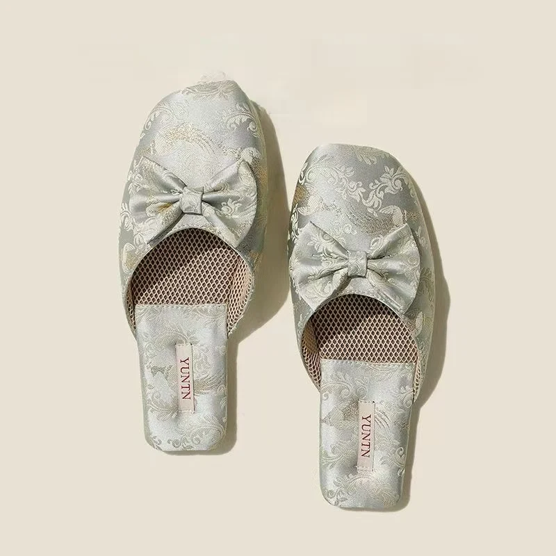 Chaussons femme mules à noeud