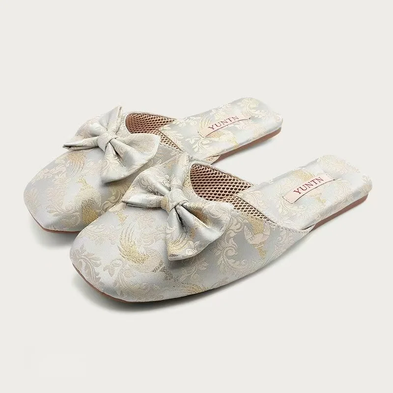 Chaussons femme mules à noeud