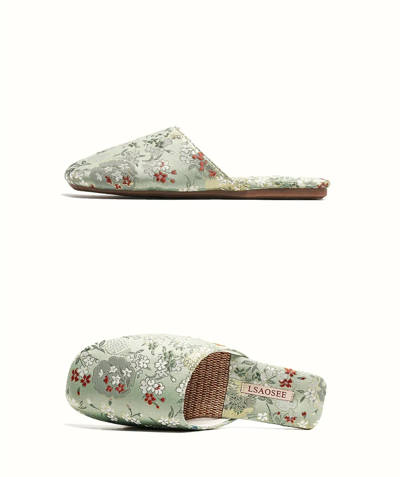 Chaussons femme mules brodées