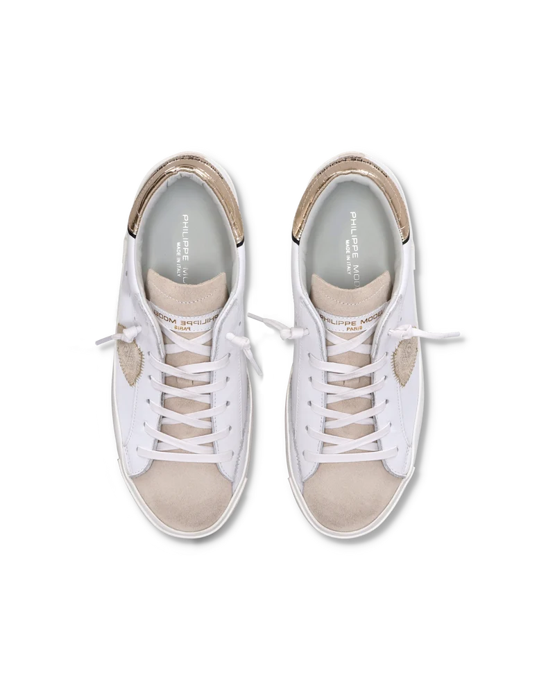 Women's Prsx Low-Top Sneakers in Leather, White Gold