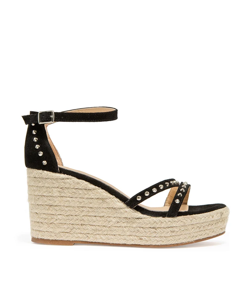 Sandales CAMILLE Veau Velours Noir