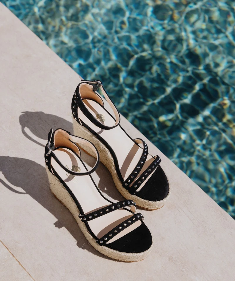 Sandales CAMILLE Veau Velours Noir