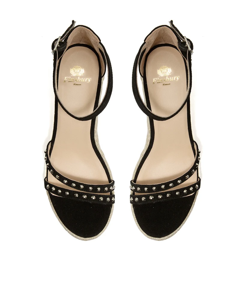 Sandales CAMILLE Veau Velours Noir