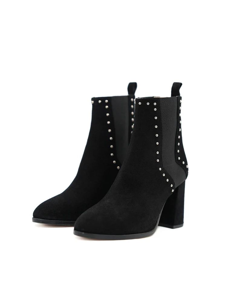 Bottines INES Veau Velours Noir