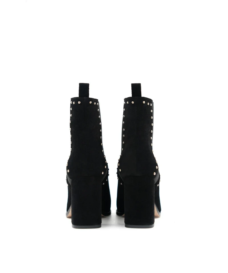 Bottines INES Veau Velours Noir