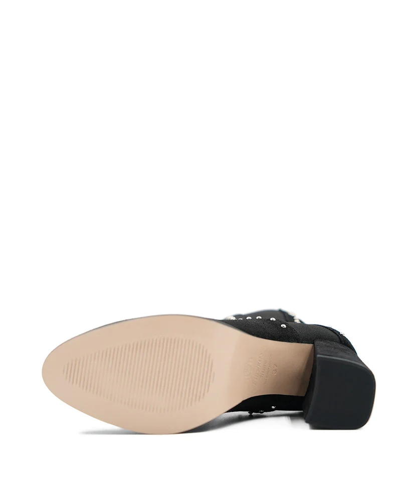 Bottines INES Veau Velours Noir