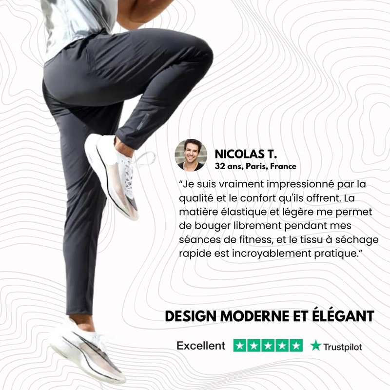 Pantalon de Survêtement Homme, Séchage Rapide, Élastique, pour Gym & Fitness