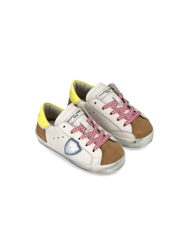 Sneaker Prsx Baby, White Cognac Neon Yellow
