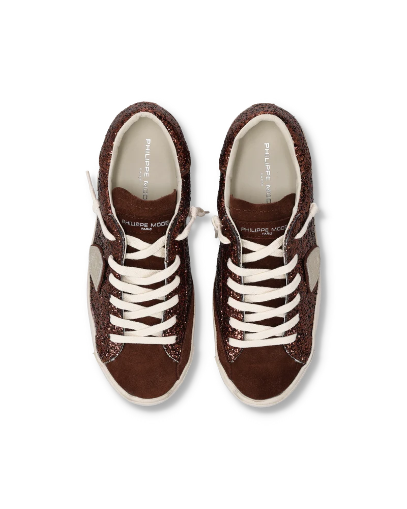 Sneakers Prsx Women with Glitter Upper, Brown