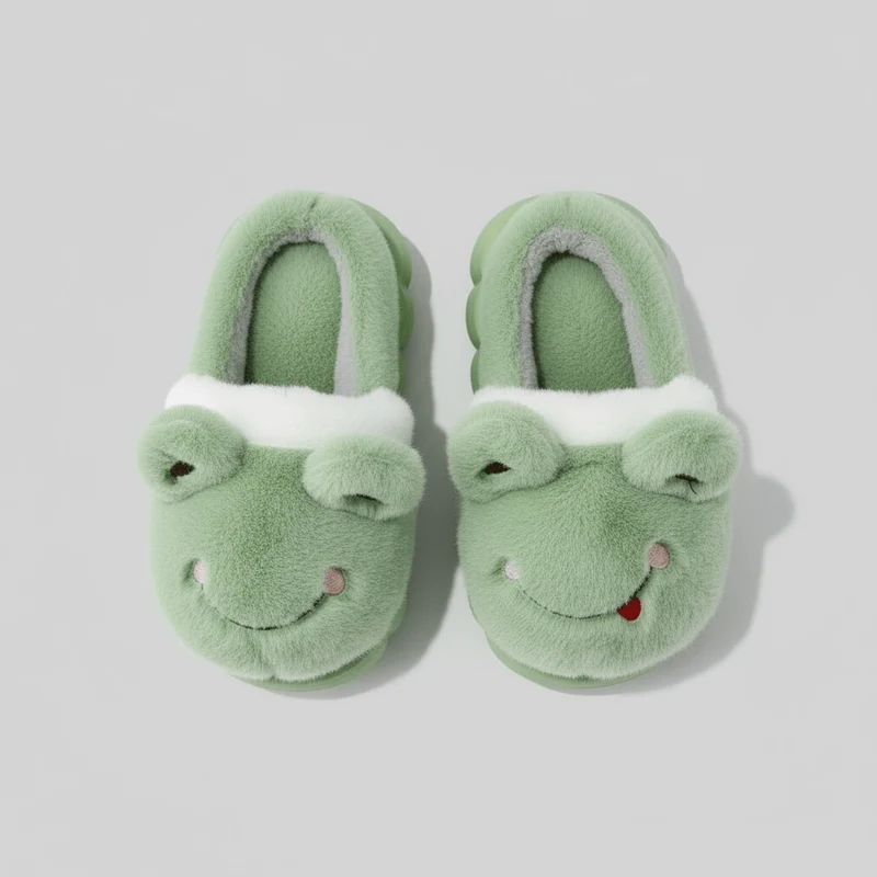 Chaussons Peluche Enfant Grenouille
