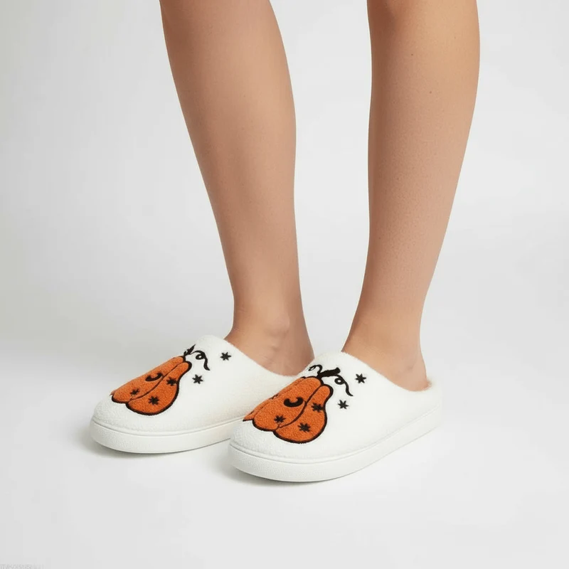 Chaussons moumoute citrouille
