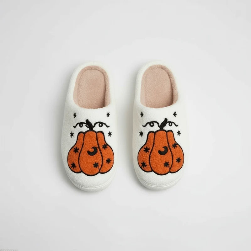 Chaussons moumoute citrouille