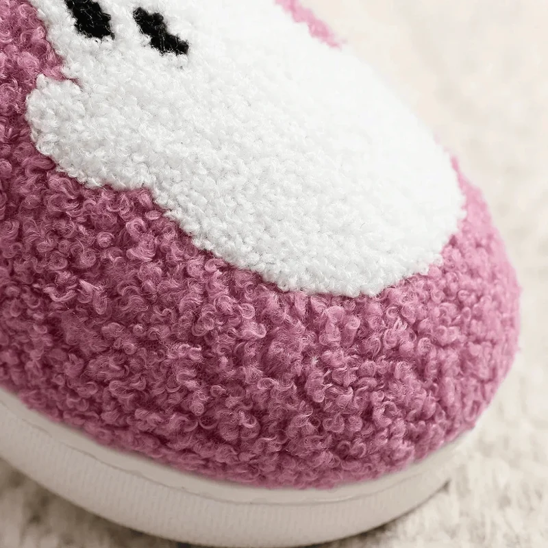 Chaussons moumoute Halloween fantôme rose