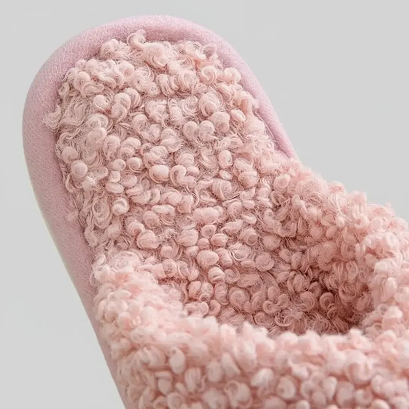 Chaussons Ouverts Effet Fourrure Bouclée