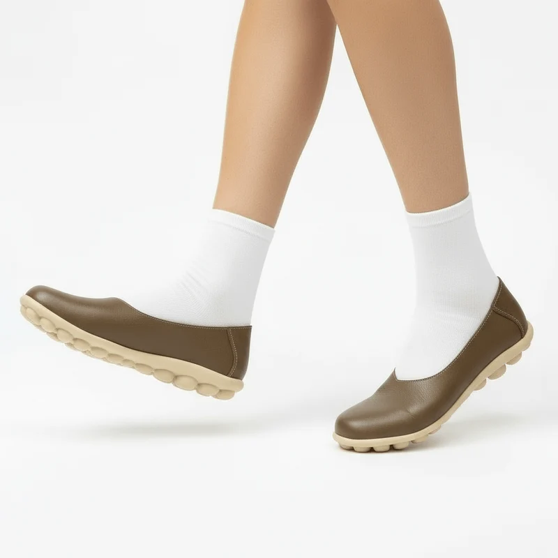 Chaussons Ballerines en Cuir pour Femme