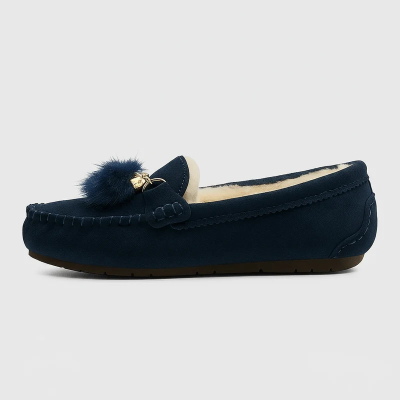 Chaussons en Cuir Fourrés pour Femme