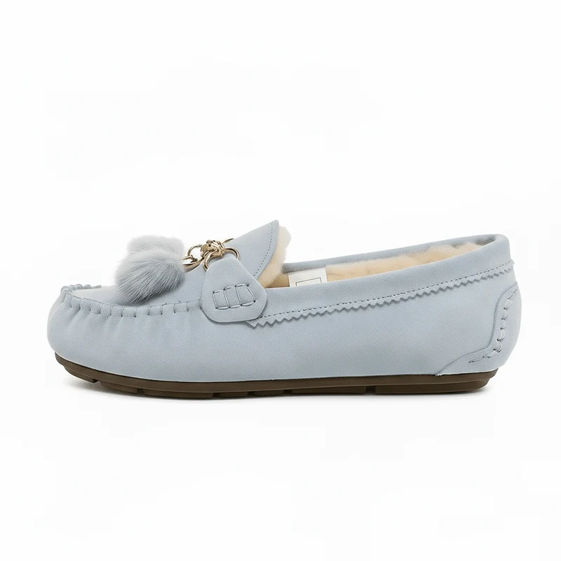 Chaussons en Cuir Fourrés pour Femme