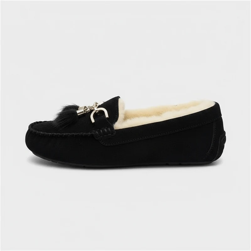 Chaussons en Cuir Fourrés pour Femme