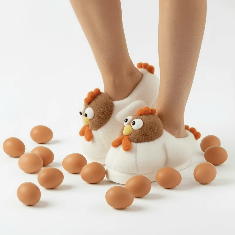 Chaussons Rigolos Poule pour Femme