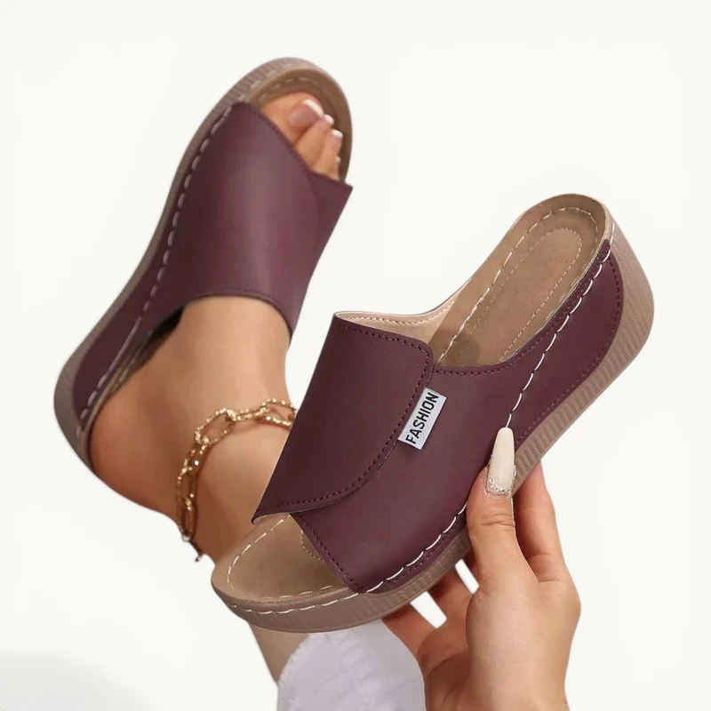Chaussons femme | Compensés cuir PU