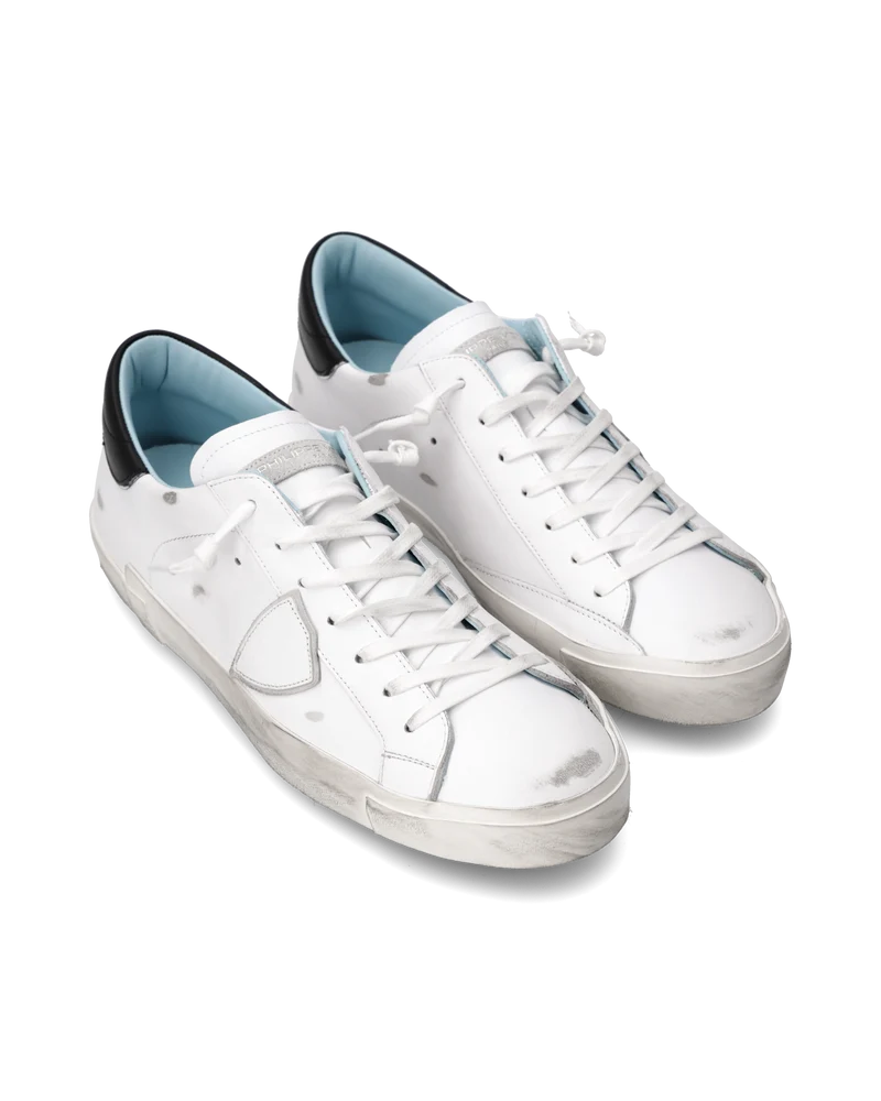 Men's Prsx Low-Top Sneakers in Leather, White Black