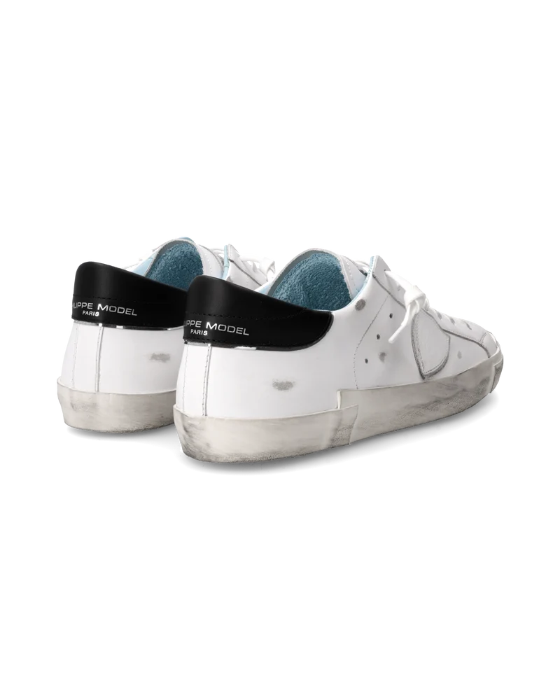 Men's Prsx Low-Top Sneakers in Leather, White Black