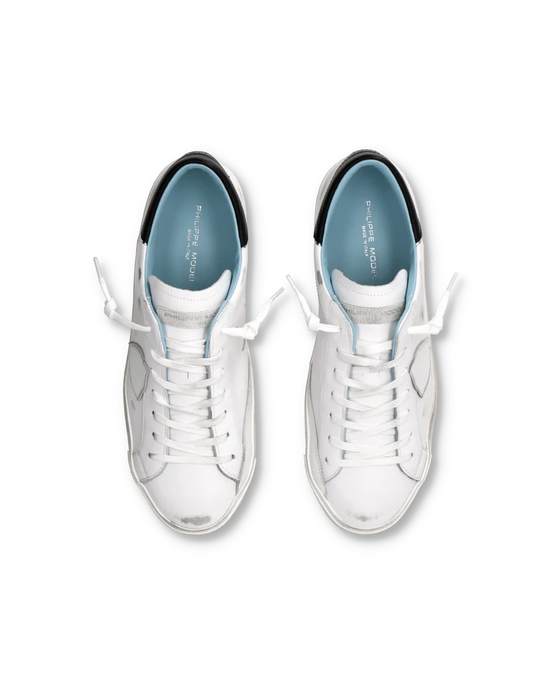 Men's Prsx Low-Top Sneakers in Leather, White Black