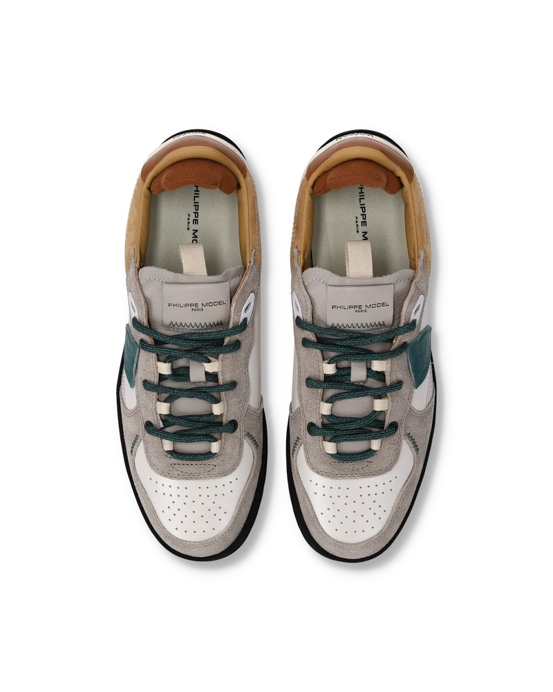 Sneakers Pgal Men, White Beige Green